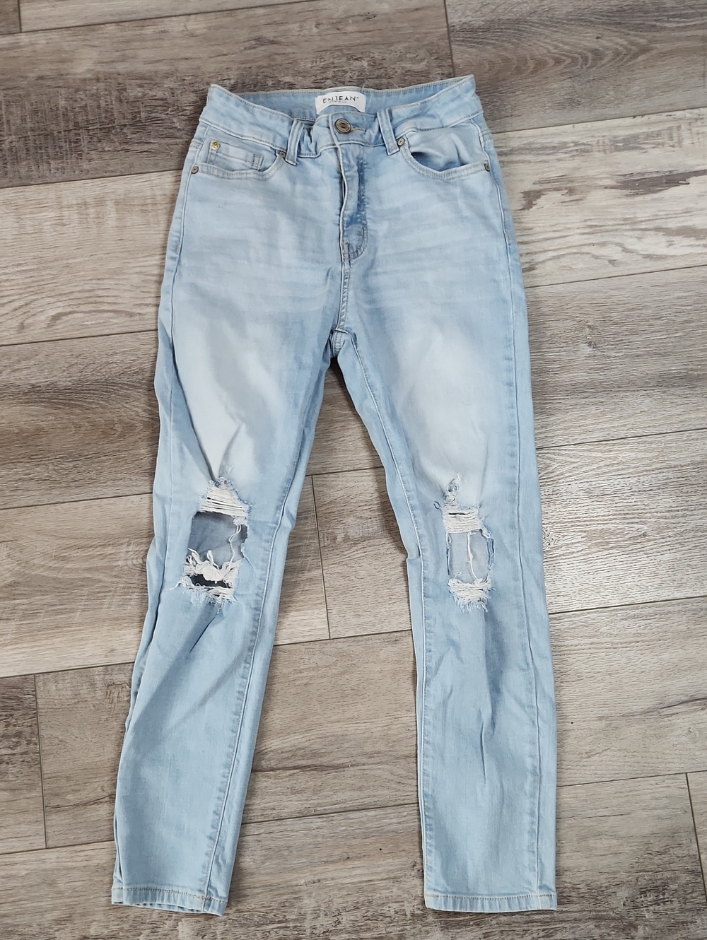 Enjean Denim Co - Light Blue Ripped Skinny Jeans